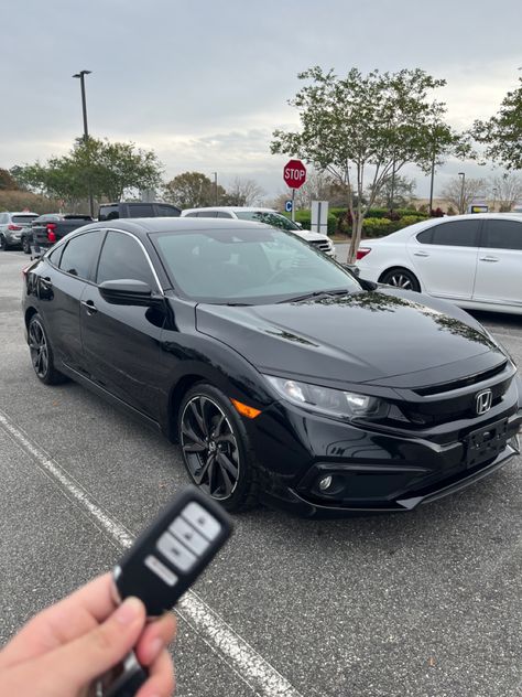 Honda Cars Aesthetic, Matte Black Honda Civic, Honda Car Interior, New Car Hyundai, Car Decorations Interior Honda Civic, Cars For Teenagers Black, Honda Civic 2023 Black, New Honda Aesthetic, Cars For Highschoolers