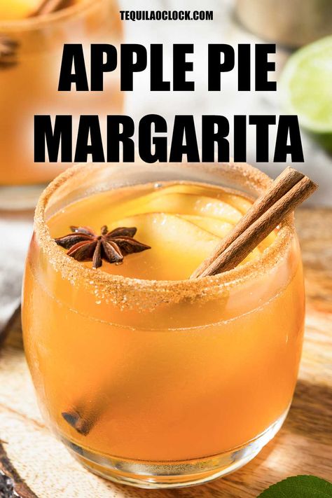 Apple Pie Margarita Cran Apple Margarita, Apple Pie Punch Alcoholic, Apple Cinnamon Margarita, Apple Pie Vodka Drinks, Apple Pie Old Fashioned Cocktail, Spiced Apple Margarita, Apple Pie Margarita, Apple Pie Cocktail Recipes, Apple Cider Margarita Pitcher