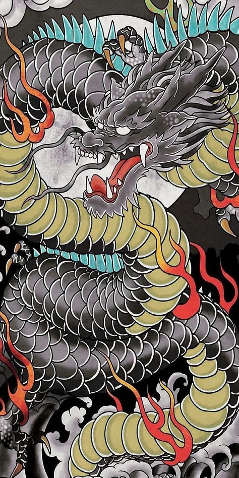 Yakuza Dragon Wallpaper, Ryu Dragon Tattoo, Dragon Illustration Black And White, Traditional Japanese Samurai Art, Japan Dragon Wallpaper, Japanese Tattoo Wallpaper, Traditional Japanese Tattoos Dragon, Japanese Dragon Wallpaper, Japanese Tattoo Art Dragon