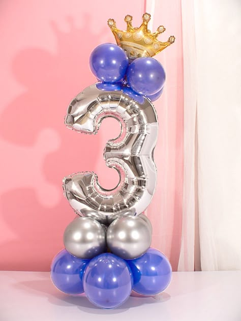 Ballons Number Decoration, Number 3 Birthday Decoration, Balloon Number Display, Number 4 Balloon, Party Balloons Diy, Balloon Garland Diy, Balloon Crafts, Diy Balloon Decorations, Balloon Stands