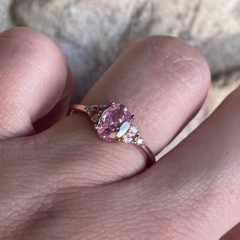 Natural Pink Sapphire / Zircon Ring 14k Rose Gold Engagement Wedding Band Ring Natural Pink Sapphire And Zircon Ring 14k Rose Gold Engagement Wedding Band Ring Promise Rings Anniversary Wedding Size 7 Sliver Rose Gold Plated But Amazing In Person Pictures Do No Justice Smoke Free Home If You Have Any Questions Let Me Know Opal And Sapphire Ring, Pink Sapphire Band, Pink Engagement, Seed Pearl Ring, Rings Anniversary, Pink Sapphire Ring Engagement, Diamond Heart Ring, Pink Sapphire Ring, Blue Stone Ring