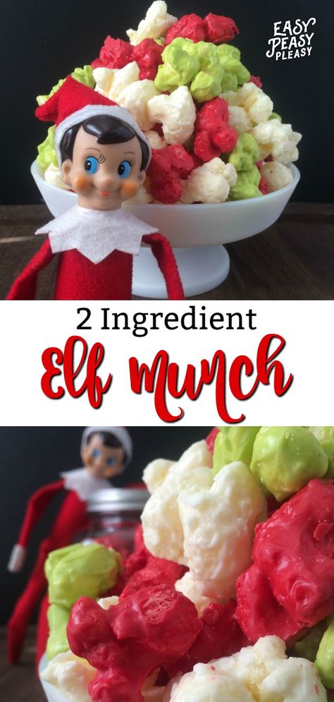 Create this perfect mischievous Elf Munch recipe using only 2 Ingredients. Let your Elf on the Shelf leave the perfect Christmas treat for your little ones. #elfontheshelf #christmastreat #elfmunch Elf Cookies, Xmas Treats, Holiday Goodies, Snacks To Make, Caramel Corn, Christmas Treat, 2 Ingredient, Christmas Cooking, Top Recipes