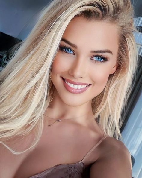 Evie Starr (@evie_scarlett_aiart) • Instagram photos and videos Blonde With Blue Eyes, Half Shaved Hair, Beauty Smile, Long Blonde, Long Blonde Hair, Blonde Beauty, Medium Length Hair Cuts, Beautiful Smile, Beauty Face