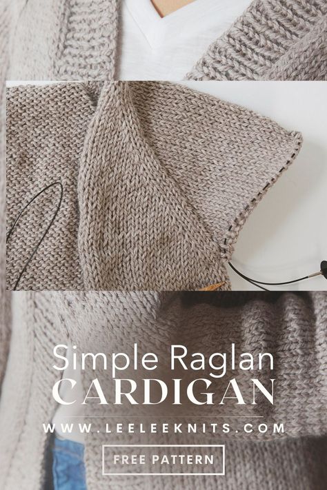 Simple Raglan Cardigan Knitting Pattern - Leelee Knits Knitting Styles, Seamless Knitting Patterns, Raglan Cardigan, Easy Sweater Knitting Patterns, Yarn Clothes, Ladies Cardigan Knitting Patterns, Cardigan Sweater Pattern, Fishermans Rib, Raglan Knit