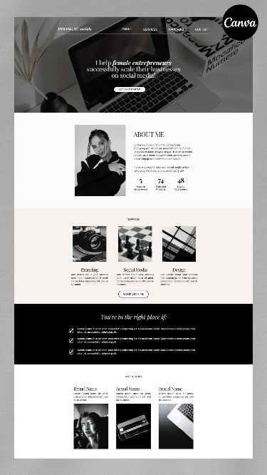 #Webpage_Design_Inspiration #Social_Media_Manager_Website #Minimalistic_Website_Design #Sales_Funnel_Design Webpage Design Inspiration, Social Media Manager Website, Sales Funnel Design, Ui Design Website, Canva Website, Webpage Design, Modern Website, Graphic Design Tools, Sales Page