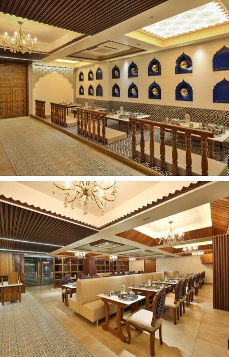 Mughlai Restaurant Design, Mughal Theme Restaurant, Arabic Interior Design Restaurant, Traditional Indian Restaurant Interior, Traditional Hotel Design, Bengali Restaurant Interior, Traditional Cafe Design, Traditional Restaurant Interior Design, Restaurant Flooring Design