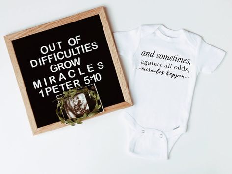 Baby Announcement Quotes, Ivf Pregnancy Announcement, Baby Announcement Ideas, Rainbow Baby Announcement, Ivf Pregnancy, Ivf Baby, Pregnancy Announcement Onesie, Miracle Baby