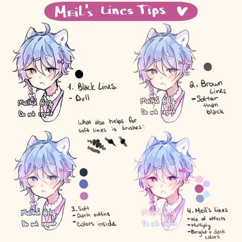 Outlining Drawing Tips, Color Base Drawing, How To Color Digital Line Art, Hair Lineart Tutorial, How To Color Pink Hair Digital, Hair Coloring Tips Drawing, Lineart Styles Digital, Anime Lineart Tutorial, Tips For Lineart