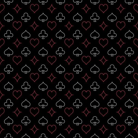 Seamless geometric pattern with playing card suits line symbols - Casino background Deck Of Cards Aesthetic Wallpaper, Casino Background Wallpapers, Playing Card Background, Playing Cards Background, Poker Background, Casino Wallpaper, Album Redesign, Playing Card Pattern, Line Symbols