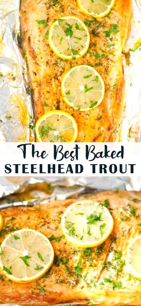 Trout Fillets Recipes, Trout In Parchment Paper, Trout And Asparagus Recipes, Cooking Fresh Trout, Bake Trout In Oven, Steel Head Trout Recipes Grilled, Cooking Steelhead Trout, Steelhead Fillet Recipes, Broiled Trout Recipes