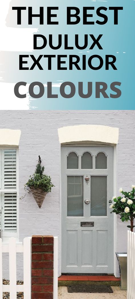 the best dulux exterior paint colours, grey house with grey front door, those bush next to it and a hanging planter on the other side of the door. Dulux Pozieres Exterior, Front House Paint Exterior Colors, Duram Paint Colour Palettes, Dulux Masonry Paint Colours, Dulux Weathershield Exterior Colours, Exterior Paint Colors For House 2023, Dulux Exterior Colours, Dulux Exterior Paint Colours, Masonry Paint Colours