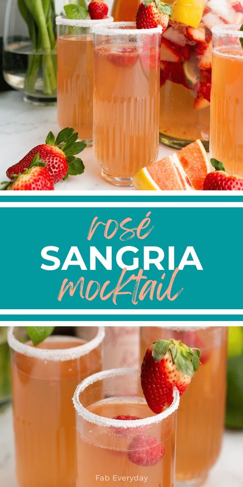 Rose Mocktails Non Alcoholic, Sparkling Rose Mocktails, Cinco De Mayo Mocktails Non Alcoholic, Mocktails Non Alcoholic Sangria, Non Alcoholic Wine Recipes, Mocktails Non Alcoholic Italian, Cinco De Mayo Mocktail, Mock Sangria Non Alcoholic, Rose Mocktail Recipe