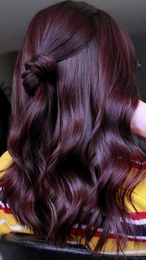 Stunning Cherry Red Hair Color Ideas You’ll Love Dark Burgundy Hair Color, Dark Plum Hair, Cherry Red Hair Color, Pelo Color Borgoña, Deep Red Hair Color, Pelo Color Vino, Dark Burgundy Hair, Burgandy Hair, Red Violet Hair