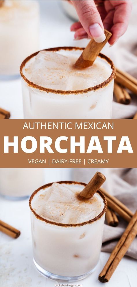 An authentic Mexican drink that's both refreshing and creamy? You're about to learn how to make horchata that's sweet and infused with spice. The best part? It's completely free of dairy! #horchata #veganhorchata #mexicanhorchata #aguasfrescas Horchata Recipe Dairy Free, Dairy Free Horchata Recipe, Pistachio Horchata, Horchata Protein Shake, Spiked Horchata, Matcha Horchata, Vegan Horchata Recipe, Coconut Horchata, Dairy Free Horchata