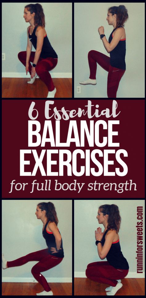 6 Full Body Balance Exercises for Runners | Runnin’ for Sweets Balance Exercises Stability, Improve Balance Exercises, Low Carb Protein Shakes, Exercises For Runners, Stability Exercises, Muscle Imbalance, Squat Workout, Body Strength, Improve Balance