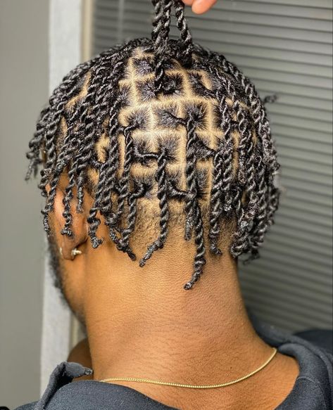 Two Braids Men Hairstyle, 2 Strain Twist Men, Rope Twist Men Short Hair, Men's Two Strand Twist, Men Rope Twist Styles, Two Strand Twist Taper Fade Men, Short Braid Hairstyles For Men, Mini Twists Natural Hair Short 4c Men, Short Hair Two Strand Twist