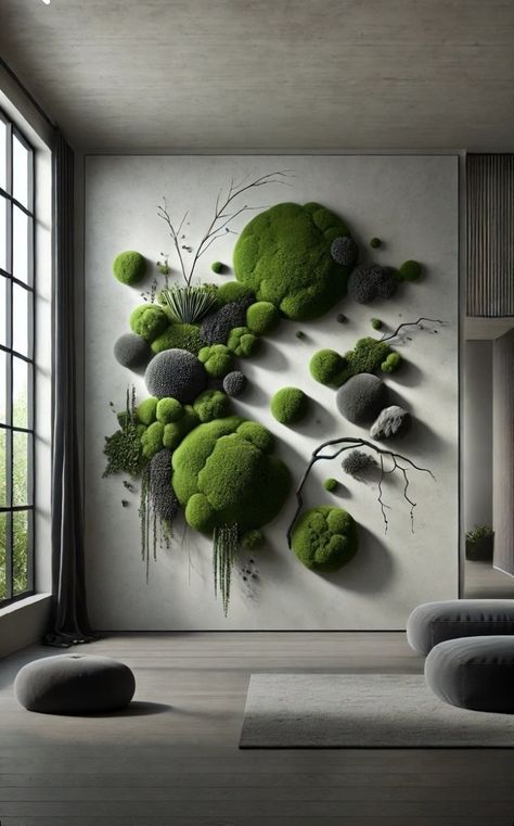 Wall Moss Garden, Living Room Moss Wall, Moss Accent Wall, Moss Installation Art, Green Moss Wall, Moss Picture Wall Art, Moss Wall Ideas, Diy Moss Decor, How To Make Moss Wall Art