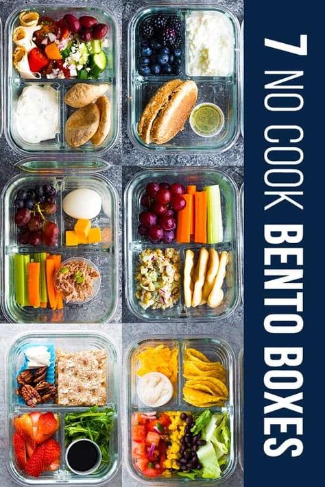 No Cook Lunch, Adult Lunch Box Ideas, Bento Box Lunch For Adults, Healthy Bento Lunches, Bento Box Recipes, Resepi Biskut, Easy Lunch Boxes, Lunch Box Ideas, No Cook