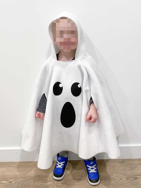 Kids Ghost Costume Boy Diy, Diy Kids Ghost Costume Boys, Toddler Ghost Costume Boy Diy, Diy Ghost Halloween Costumes, Ghost Poncho Costume, Toddler Halloween Costumes Boy Diy, Halloween For Kids Costumes, Ghost Poncho Costume Diy, Ghost Toddler Costume Boy