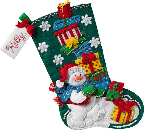 PRICES MAY VARY. BEAUTIFUL STOCKING - This unique 18" felt applique stocking is the perfect embroidery kit for your holiday décor. Fill this stocking with your favorite stocking stuffers to make the holidays special FESTIVE DESIGN - This unique Christmas stocking features a snowman carrying a large stack of presents - perfect for any holiday celebration! COMPREHENSIVE KIT- This embroidery kit comes with the basic materials needed to create an 18” stocking, including stamped felt, cotton embroide Felt Stocking Kit, Tropical Wedding Bouquets, Unique Christmas Stockings, Decorated Stockings, Vintage Christmas Stockings, Felt Stocking, Handmade Stocking, Stocking Holders, Presents For Her