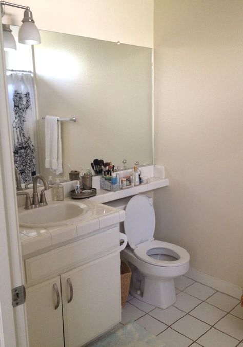 My Ugly Apartment Bathroom Makeover Part One Apartment Bathroom Makeover, Small Bathroom Remodel Cost, Bathroom Remodel Small Budget, Bathroom Renovation Cost, Bathroom Remodel Cost, Small Bathroom Renovation, Bathroom Remodel Tile, Bathroom Decor Apartment, Diy Bathroom Remodel