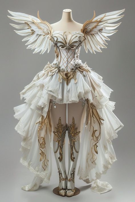 X Angel Wings Dress, Angel Wing Dress, Angel Clothing, Drag Queen Outfits, Beautiful Ball, Concert Dresses, Angel Outfit, Angel Costume, Fairytale Fashion