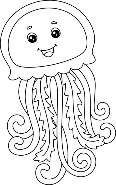 Jellyfish Coloring Page Isolated for Kids Jellyfish Coloring Page, Jellyfish Coloring, Jellyfish Drawing, Animal Printables, Farm Animal Coloring Pages, Horse Coloring Pages, Easy Coloring Pages, Kids Coloring Books, Animal Coloring Pages