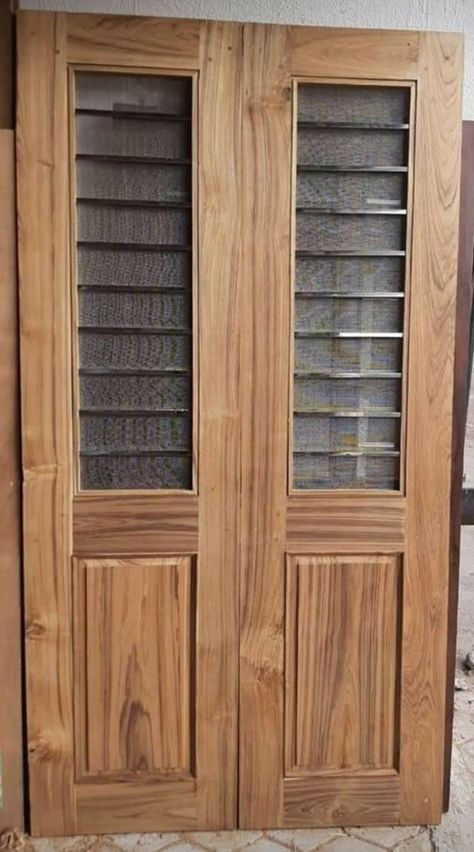 Teakwood Safety doors Double Door Safety Door, Double Door Safety Door Design, Double Door Jali Design, Gril Doors, Wooden Safety Door Design, Double Door Design Wood Jali, Wooden Double Front Doors, Pakistani Architecture, दरवाजा डिजाइन