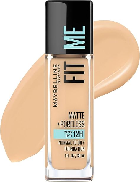 MAYBELLINE Fit Me! Matte + Poreless Foundation - Warm Nude 128. Gives a very natural and warm look. Maybelline Fitme, Maybelline Cosmetics, Fit Me Matte And Poreless, Foundation With Spf, New York Fits, Oil Free Foundation, Liquid Oil, Natural Foundation, Maybelline Makeup