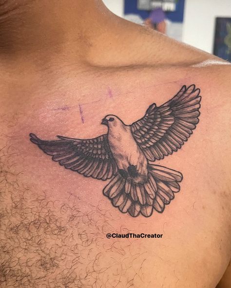 little dove for @m3.thousand 🕊️ now booking for september! // payment plans available • • • #tattoo #chesttattoo #dovetattoo #atlanta #atlantatattooartist Men Dove Tattoo, Dove Memorial Tattoo, Doves Tattoo, Small Dove Tattoos, Dove With Olive Branch, Olive Branch Tattoo, Dove Tattoo Design, Chest Tattoo Ideas, Chest Hair