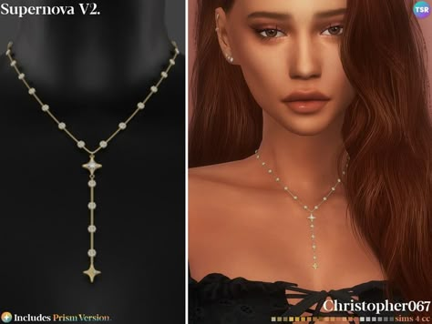 The Sims Resource - Supernova Necklace V2 Sims 4 Cc Female Necklace, Sims 4 Cc The Sims Resource Accessories, S4cc Necklace, Jewellery Sims 4 Cc, Jewelry Sims 4 Cc Patreon, Ts4 Necklace Cc, Sims Necklace, The Sims Source, Sims 4 Cc Sims Resource