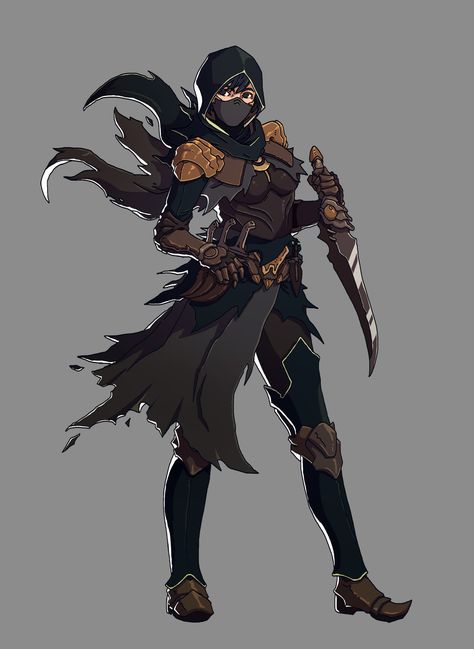 Thief Character Art, Dnd Assassin Character Design, Rogue Pose Reference, Dnd Thief, Dnd Rogue Character Design, Ernesto Irawan, Rogue Character, Roleplay Characters, Dnd Art