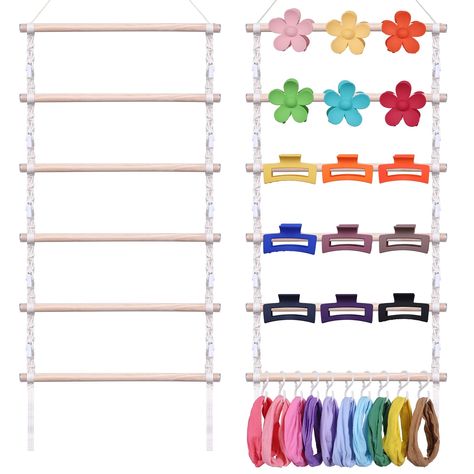 PRICES MAY VARY. Space Saving: Our claw clip holder adopts wall-mounted style, hanging claw clips storage holder suitable for most rooms and living rooms, easy to browse and choose, the reasonable structure design makes your or your daughter's room dresser more neat and orderly. Convenient to Assemble: The unique and customized construction of the hair claw clips organizer is easy and convenient to assemble, hang and pick your claw clips. Just hang the double rope on the door, wall, cabinet and Hair Claw Clip Organizer, Claw Clip Organizer, Hair Clip Organizer, Clip Organizer, Clip Hanger, Hair Clip Holder, Hair Clips Diy, Hanger Diy, Hanger Home