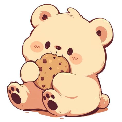 Cute bear eating cookie | free image by rawpixel.com / Ning Cute Teddy Bear Cartoon, Cartoon Bears Cute, Kawaii Food Clipart, Cookie Cartoon Cute, Cute Eating Cartoon, Cute Stamps Design, Cute Cookie Drawing, Bear Cute Drawing, Cute Bear Doodle