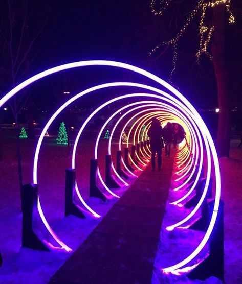 Architectural Lighting, Winter Festival Ideas, Neon City, Winter Light Festival, Event Entrance, Light Tunnel, Light Art Installation, Photo Zone, Pompe A Essence