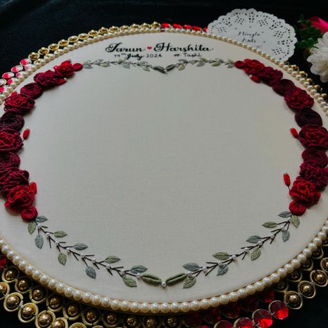 Embroidered this for Bride’s Handprints at the time of Grahpravesh.. We do not remember days, we remember moments. ❤️ Right??? So Preserve moments in your unique style with this HANDPRINT Hoop design Customisation available. Dm for more.😇😇 [Minglearts, embroidery hoop, floral embroidery, wedding hoop, wedding gifts, gift ideas, handmade gifts, handcrafted, embroidery artist, anniversary gifts, gift for wife, gift for husband, gift for parents, couple gifts, fyp, trending, trending reels, ... Embroidery Wedding Gifts, Gift Ideas Handmade, Wedding Hoop, Remember Day, Embroidery Wedding, Trending Reels, Gift For Parents, Ideas Handmade, Hoop Design