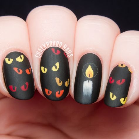 Chalkboard Nails, Black Halloween Nails, Nail Art Halloween, Eye Nail Art, Nail Polish Trends, Best Nail Art Designs, Black Nail, Diy Nail Art, Halloween Nail Designs