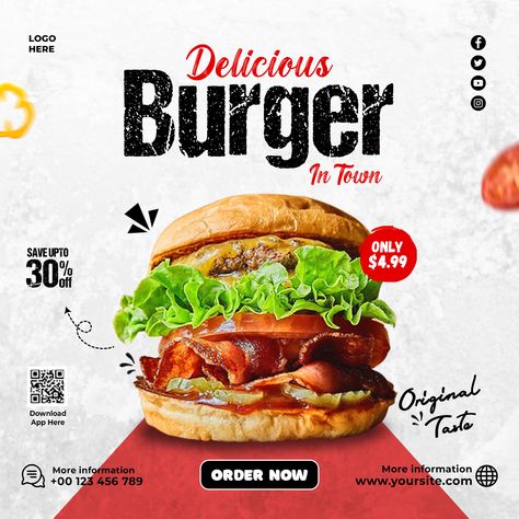 Burger Design Ideas Graphics, Social Media Design Burger, Burger Design Poster, Food Posters Design, Burger Design Ideas, Creative Post Design Ideas, Food Design Graphic, Food Poster Ideas, Burger Graphic Design