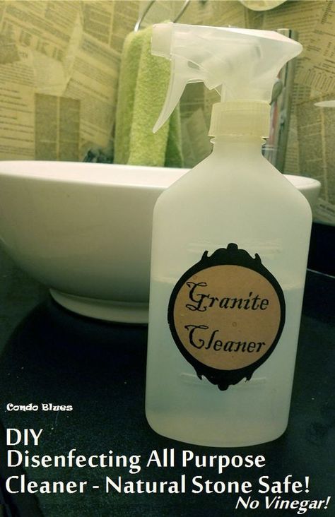 Homemade Granite Cleaner, Diy All Purpose Cleaner, Counter Cleaner, Granite Cleaner, Natural Stone Counter, Natural Cleaning Products Diy, Homemade Cleaners Recipes, Natural Cleaning Recipes, Diy Cleaning Products Recipes