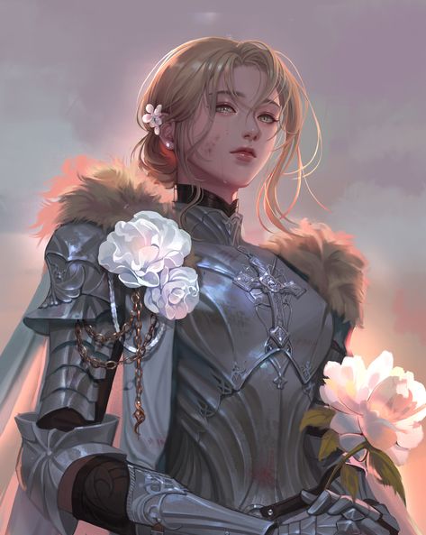 ArtStation - April 13th, coco kim Rose Character Design, Medevil Times, Dungeons And Dragons Classes, Female Knight, Warrior Queen, Knight Art, Korean Art, Princess Art, See You Again