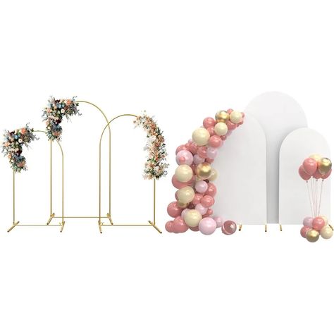 Wedding Arches Set of 3 Arch Backdrop Stand and Cover Set, Banquet Decoration, Birthday Party, 3 Arch Backdrop, Arch For Birthday Party, White Arch Backdrop, Arch Backdrop Stand, White Arch, Backdrop Arch, Metal Wedding Arch, Banquet Decorations, Gold Backdrop