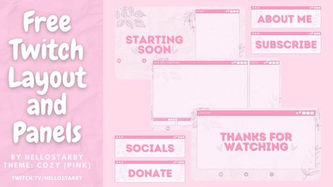 twitch layout and panels for streamers Free Twitch Panels, Pink Twitch Overlay, Twitch Panels Free, Twitch Overlay Free, Free Stream Overlay, Free Twitch Overlay, Twitch Layout, Stream Layout, Twitch Streaming Setup