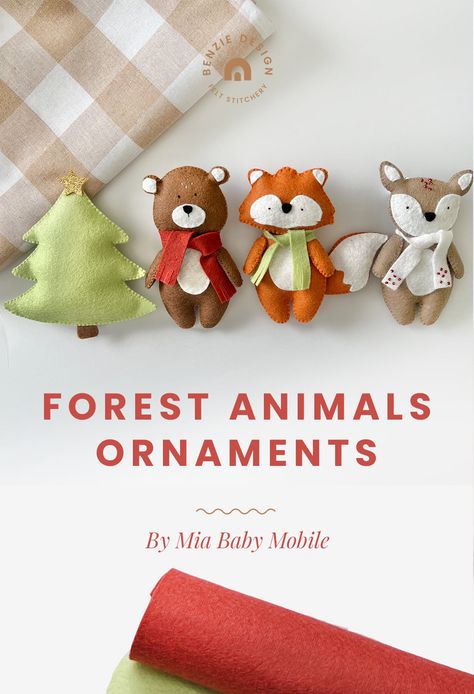 Forest Animals Ornaments Diy Felt Woodland Animals Free Pattern, How To Make Felt Ornaments, Felt Animal Patterns Free Printables, Free Felt Ornament Patterns, Felt Christmas Ornaments Patterns Free, Felt Ornaments Patterns Free, Heartwood Hotel, Felt Ornament Patterns, Felt Woodland Animals