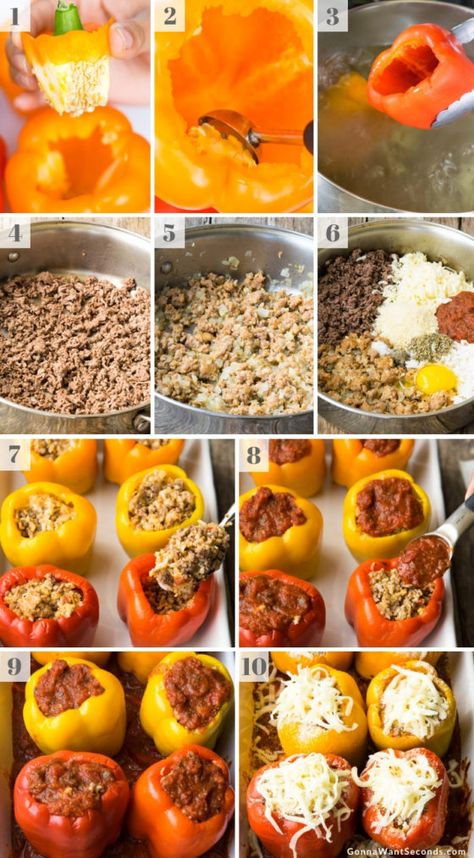 Italian Stuffed Peppers, Resep Pasta, Plats Healthy, Bell Pepper Recipes, Low Carb Meal, Stuffed Pepper, Health Dinner Recipes, Peppers Recipes, Ground Meat