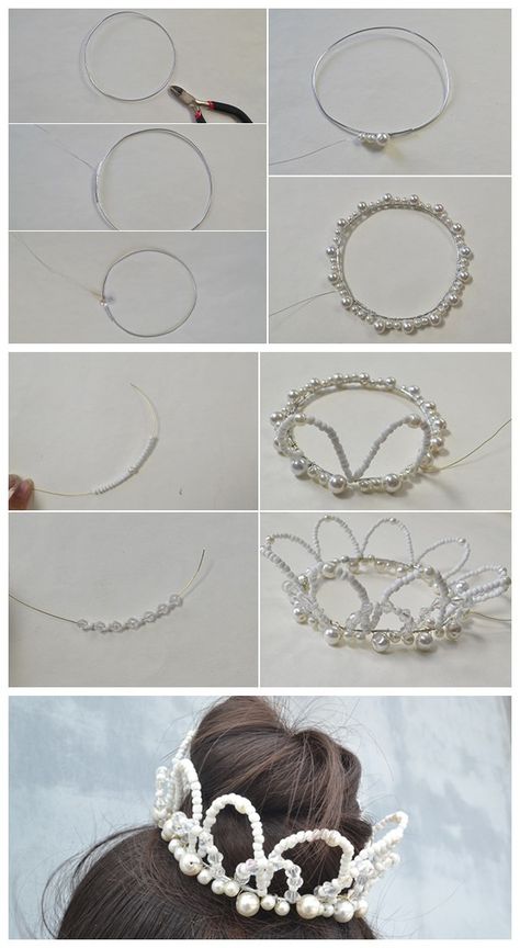 Beaded Crown Tutorial, Beaded Crown Diy, Diy Tiaras And Crowns, How To Make Crown, Diy Crowns, Tiara Diy, Beaded Tiara, Beads Crown, Obličejové Masky