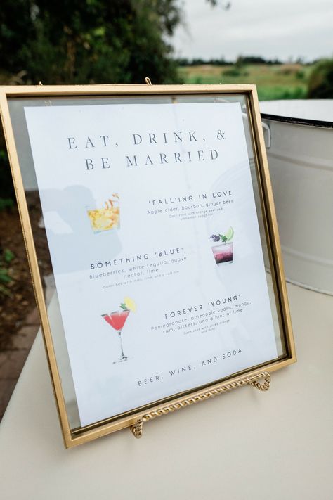 Classy Cocktail Hour Wedding, Specialty Cocktails Wedding Sign, Couples Cocktails Wedding, Wedding Cocktail Signature Drink, Wedding Cocktail Hour Drinks, Speciality Cocktails Wedding, His Cocktail Wedding, Wedding Cocktail Hour Menu Ideas, Cocktail Theme Wedding