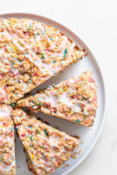 Funfetti Coffee Cake — Style Sweet Flourless Peanut Butter Cookies, Cake Style, Raspberry Rose, Sour Cream Coffee Cake, Birthday Coffee, Coffee Cake Recipes, Bun Recipe, Fashion Cakes, Cake Tasting