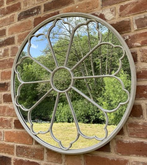 Dakota Fields Waylan Accent Mirror | Wayfair.co.uk Wrought Iron Mirror, Deck Wall, Garden Mirror, Antique White Paints, Prayer Garden, Round Garden, Church Window, Interior Mirror, Gothic Garden