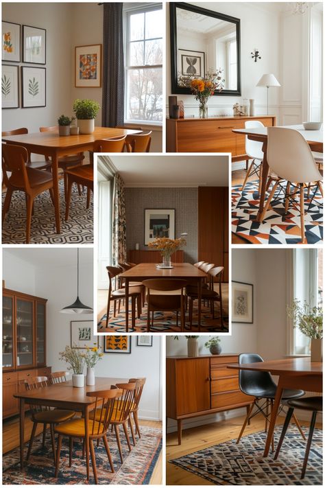 See how to design your dining room to perfectly match the mid century modern style with these 15 tips and decor ideas. Boho Mcm Dining Room, Mid Century Dining Table Setup, Colonial Mid Century Modern, Cottage Core Meets Mid Century Modern, Pedastool Dining Table Mid Century Modern, Mid Century Modern Dining Room Ideas, Mid Crntury Modern Dining Table, Mcm Dining Room, Mid Century Dining Room Lighting Pendant Lights & Chandeliers