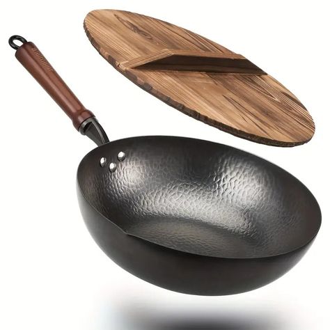 Wok Pan Woks Stir Fry Pans Carbon Steel Wok Flat - Temu Carbon Steel Wok, Wok Pan, Woks, Induction Cooktop, Cooking Oil, Frying Pan, Pots And Pans, Womens Clothing Sizes, Stir Fry